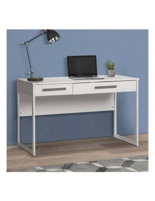 Fashion Popular All White Elegant Portable Adjustable Durable Computer Table Space-Saving Slim Square Metal Leg Writing Desk