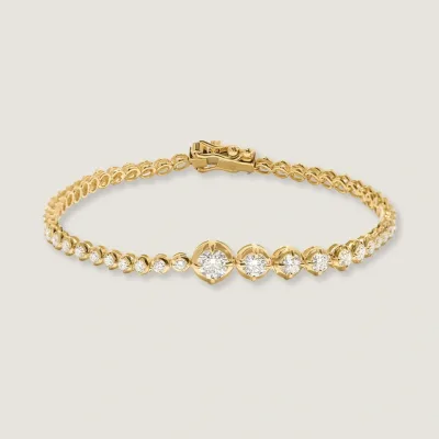 S935 Silver Graduated Moissanite Tennis Bracelet Classic 18k Gold Plated Radiant Cascading Diamond Tennis Bracelet Non Tarnish