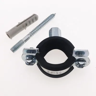 2026 New Iron Sheet Steel Nail M8+10 Pipe Clamp With Rubber Pipeline Metal High Pressure Rotating M10 Fixing Pipe Hanger