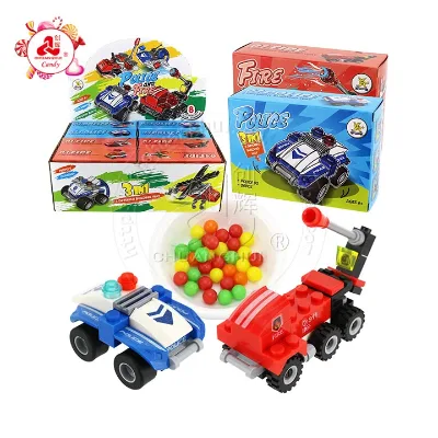 8-in-1 DIY mini police and fire protection series car model building block kit toy candy
