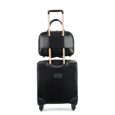 Unisex Portable On-the-Go Aluminum Travel Bag Set Convenient PU Material with Spinner Caster for Business Travel