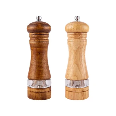 6-Inch Manual Salt and Pepper Grinder With Rubber Wood Acrylic Ceramic Core Freshly Ground Seasoning Mills-PC Material