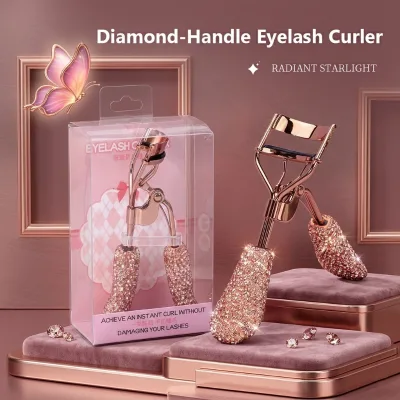 Doll Lashes Luxury Diamond Eyelash Curler Gold Rhinestone Eyelash Curler with Jewelry Grade Crystal Handles Lash Lift Effect