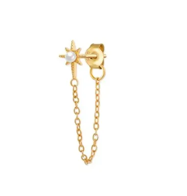 Wholesale Dainty Vintage Sterling Silver Earrings with Gold Plating Pearl Pendant for Women for Weddings and Parties