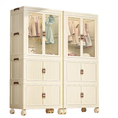Large Capacity Plastic Storage Cabinet for Bedroom Wardrobe Clothing Storage Drawers & Carts