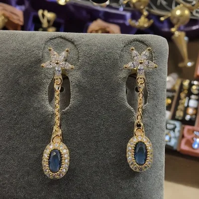 Wholesale Customized Diamond Pendant Earrings Fine Dangle Gold-Plated Jewelry Styles