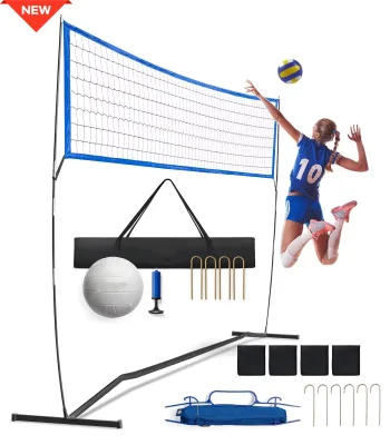 12ft Portable Freestanding Volleyball Training Net Set Height Adjustable Pop Net Carry Bag Hitting Serving Drills Backyard