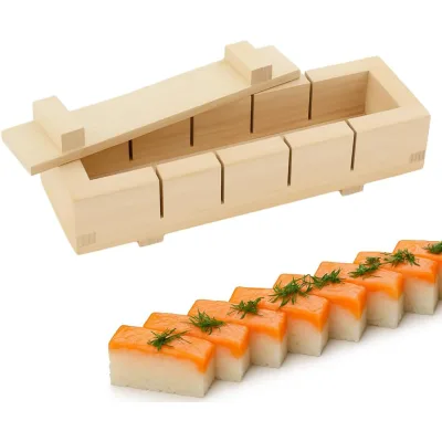 Wooden Oshizushi Press Mold 8.5" X 2.75", Rectangular Pine Wood Sushi Mold Box, Japanese Oshizushihako Sushi Press Maker
