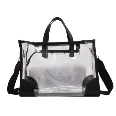 Large Capacity Travel Transparent Stadium Approved Clear Tote Bag with Zipper Closure Clear Transparent PVC Tote Bag