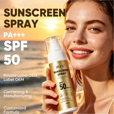 New Arrival Luxury Korean Skin Care Custom SPF50 Prevent Sunburn Blocks UVA/UVB Rays Cosmetic Products IREV Sunscreen Spray