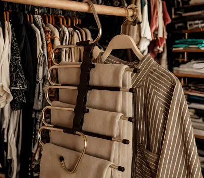 Magic Pants Hangers Space Saving Closet Multiple Layers Multifunctional Uses Rack Organizer for Trousers Scarves Slack