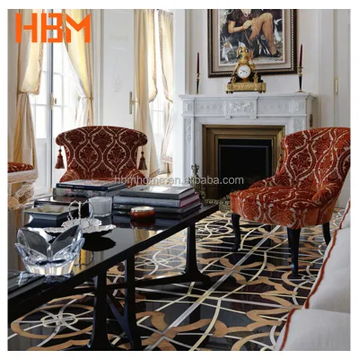 Indoor Luxury Modern Eco-friendly Non-Slip Waterjet Pattern Solid Wood Inlay Marble Parquet Flooring for Bedroom