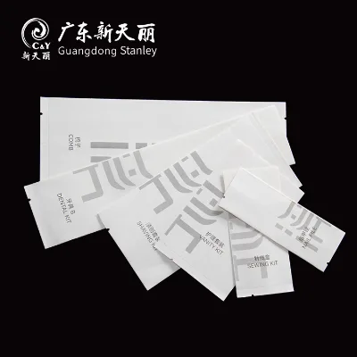 Factory Sustainable Packaging Materials Hotel Supplies Kit Packing White Kraft Paper Sachet Packaging with Logo Printed