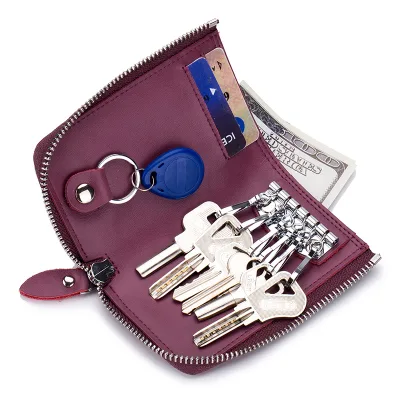 Handmade Multi Colors Key Case Cover Real Leather Zipper Car Key Holder Wallet