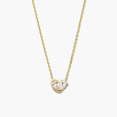 Wholesale Woman 925 Sterling Silver Double Pear-Cut CZ Heart Pendant Necklace Two-Pear CZ Heart Necklace for Woman Non Tarnish