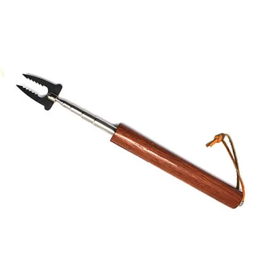 Wholesale Stainless Steel Telescopic BBQ Fork with Portable Wooden Handle Outdoor Cooking Tool for Picnics Metal Material