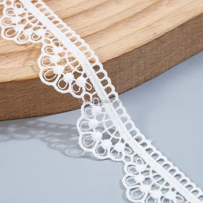 Narrow Lace Trim Polyester Material Water Soluble Lace Ribbon Sustainable Lace Fabric for Wedding Craft Sewing
