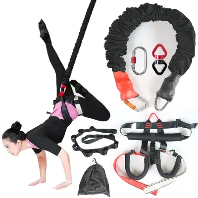 Upgraded Version 50/60/80/100kg Aerial Yoga Fitness Elastic Fun Flying Dance Upside Down Rope Indoor Bungee Elastic Band Kit