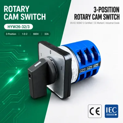 WNZJ W26 32A 3P Plastic Flush Mounting Blue and Black Manual Changeover Switch 230-440V