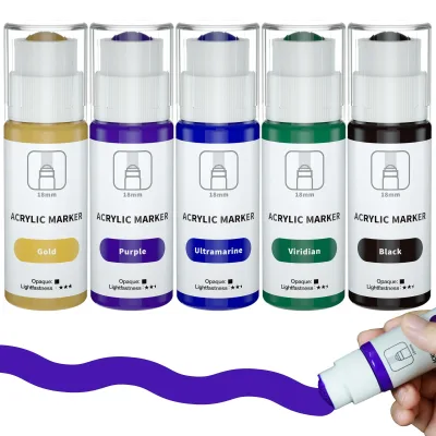 Bview 18mm Jumbo Tip (60ml/2oz) Permanent Water-Based Acrylic Paint Graffiti Markers Dual-Sided Color Box Art Canvas Metal Paper