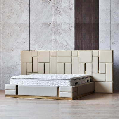 Modern Luxury Europe Design Large Bed Royal Gold King Size Bed