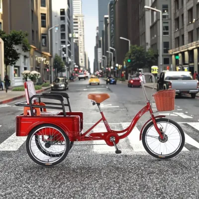 Human-Powered Labor-Saving Adult Tricycles Pedal-Mounted Cargo Bikes Steel Frame Brake Line for Elderly Mobility Street Vending