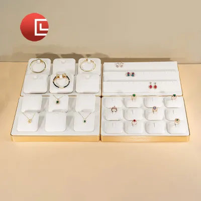 Brand Visual Benchmark Kit | High-End PU Leather Jewelry Trays & Stands for Bracelets, Rings, Necklaces, Custom Display Props