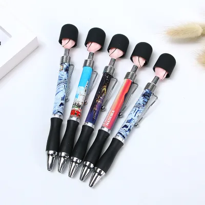 Plastic Cartoon British Soldier's Head Design Black Ink Ball Point Pen for Promotion Gift Pen School & Office Use