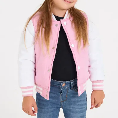 Custom Logo Panel Color Block Jacket Wholesale Boys Button Jacket New Design Kid Bomber Baseball Jackets