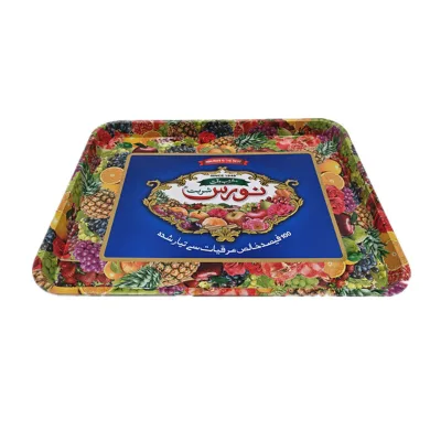 Custom Design 12 Inch X 9.5 Inch Food Grade Rectangular Metal Tin Serving Rolling Tray Holder