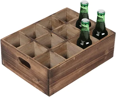 Farmhouse Wooden Crates for Display,Wooden Bottle Caddy, Crates for Decoration, Boxes with Carrying Handles, Rustic Wood Crates