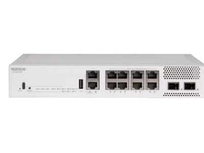 ICX8200-C08ZP 8-Port Multigigabit PoE++ L3 Switch 2x25G SFP28 Stackable Fanless Compact for Enterprise Wi-Fi 6/7 IoT Network