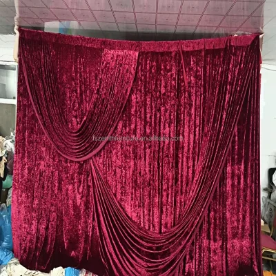 Elegant and Luxurious Diamond Velvet Arch Shape Fashionable Party Wedding Backdrop Valance Curtain Decoration