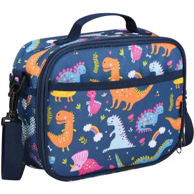 2024 Newest Hot Sale 600D Oxford Cute Pattern Recyclable Aluminum Foil Lunch Cooler Bag with Zipper Closure Custom Printed Logo