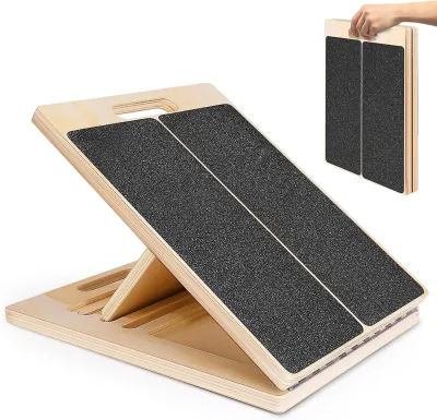 Portable Wooden Slant Board Calf Stretching Squats Stretcher Pilates Physical Therapy Adjustable Incline Board Knees