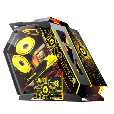 MATX Tempered Glass Comput Cases Desktop Cool SPCC Gaming Computer Cases & Towers With Fan Vertical PC Chassis USB3.0