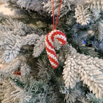 Mini Christmas Crochet Candy Cane Ornament PP Cotton Stuffed Hanging Tree Decoration Model C4171