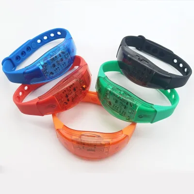 Silicone Adjustable Wristband LED Light-Up Bracelet Colorful Flashing Night Cheering Props Party Weddings Logo Printing Factory