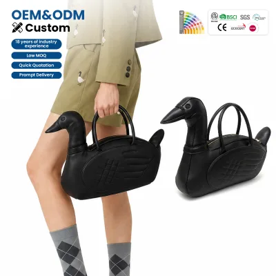 PU Leather Swan Pattern Shoulder Bag Unisex Fashion Handbag Niche Design Underarm Bag Creative Crossbody Purse