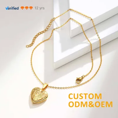 Openable Heart Shape Photo Locket Pendant Stainless Steel DIY Necklace Minimalist Fashion Necklace Jewelry Gift