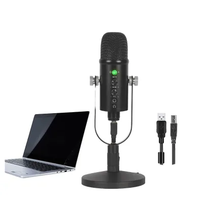 BM86 USB Computer Microphone Cardioid Large Vibration Membrane Noise Reduction Metal USB Equipment Set for Live Recording K Song