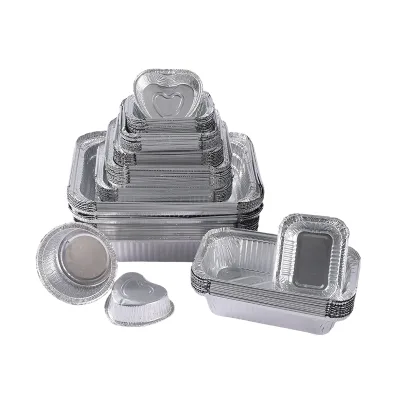 Heat Resistant Aluminum Foil Pans for BBQ Baking Roasting Air Fryer Use Food Packaging and Kitchen Supplies