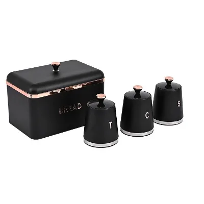 Bread Box With Lid Food Storage Box Rose Gold Bread Box Kitchen Organizer Set