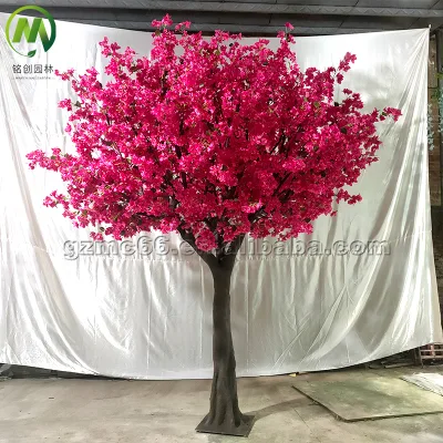 Customized Artificial Magenta Bougambilia Flower Tree Large High Simulation Blossom Flower Tree for Decoration