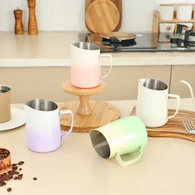 Equipped with Pointed Latte, New Macaron Diagonal Latte Art Mug, Eco-friendly Stainless Steel Milk Jug, Art Coffee Utensils
