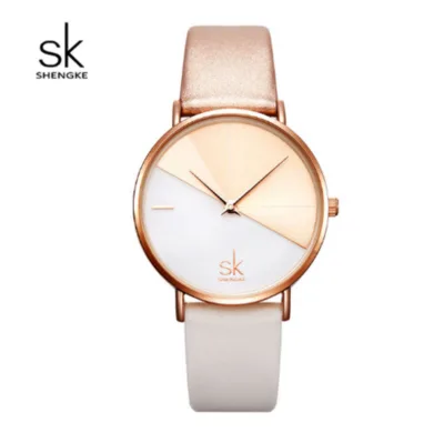 SHENGKE K0095 Luxury Women Watches Analog Quartz Wristwatch for Women Fashion Leather Band Waterproof Colorful Gift