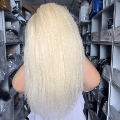 Wholesale Yaki Straight 613 Full HD Lace Wig Small Glueless Raw Human Hair Preplucked Bleached Knots 8inch Vietnamese 200%