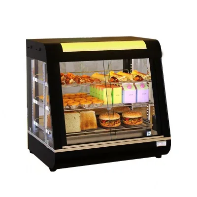 Electric Pumpkin Pie Boxed Pizza Electric Countertop Glass Food Warmer Display Showcase 3 Layers Hot Food Warmer Display Warmer