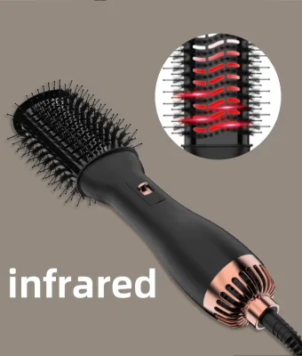1000W Infrared Hot Air Brush Dual Voltage Three Heat Settings Adjustable Temperature Ionic Diffuser Hair Dryer Styler Comb