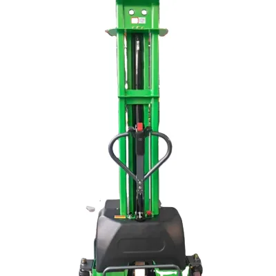 Electric Lift Manual Push Pallet Stacker, CE Certified Semi-Auto Self-Loading Pallet Truck, 500kg Capacity